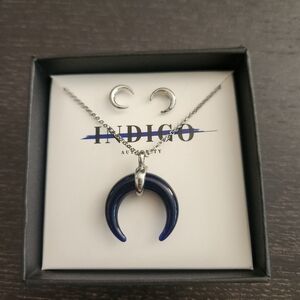 Silver and Blue Crescent Jewelry Set